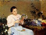 Victor Gabriel Gilbert Arranging Flowers For A Spring Bouquet painting